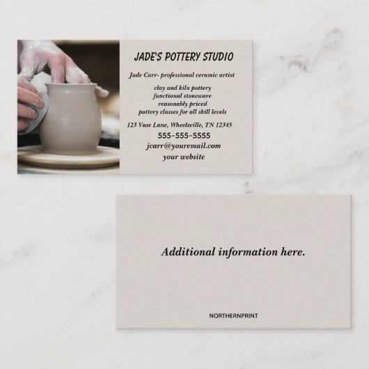 Bewerkbare aardewerkstudio visitekaartje (Voorkant / Achterkant)