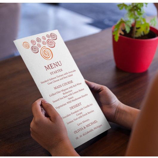 Bewerkbare Abstracte Afrikaanse Vorm Etnisch Huwel Menu