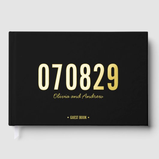 Bewerkbare Achtergrond Kleur Datum Vet Modern Wedd Gastenboek (Voorkant)