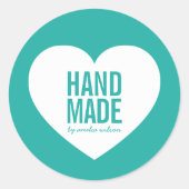 Bewerkbare Achtergrond Kleur Handmade Modern Heart Ronde Sticker (Voorkant)