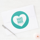 Bewerkbare Achtergrond Kleur Handmade Modern Heart Ronde Sticker (Envelop)