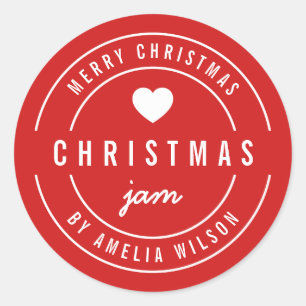 BEWERKBARE Achtergrond Kleur Merry Christmas Jam Ronde Sticker