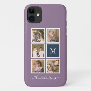 Bewerkbare achtergrond Kleurmonogram Fotocollage Case-Mate iPhone Case