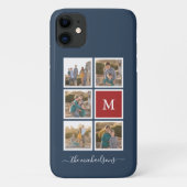Bewerkbare achtergrond Kleurmonogram Fotocollage Case-Mate iPhone Case (Achterkant)