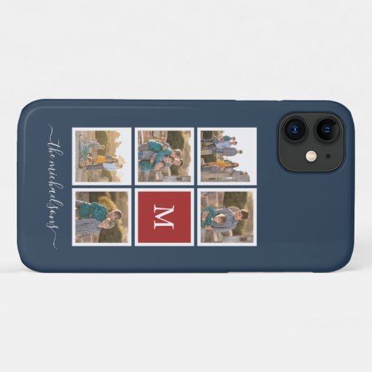 Bewerkbare achtergrond Kleurmonogram Fotocollage Case-Mate iPhone Case (Achterkant (horizontaal))