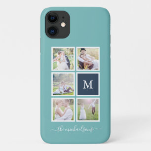 Bewerkbare achtergrond Kleurmonogram Fotocollage Case-Mate iPhone Case