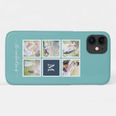 Bewerkbare achtergrond Kleurmonogram Fotocollage Case-Mate iPhone Case (Achterkant (horizontaal))