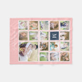 Bewerkbare achtergrond Kleurmonogram Fotocollage Fleece Deken (Voorkant (Horizontaal))