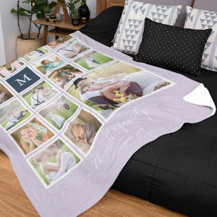 Bewerkbare achtergrond Kleurmonogram Fotocollage Fleece Deken
