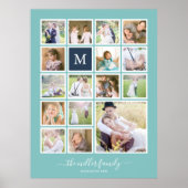 Bewerkbare achtergrond Kleurmonogram Fotocollage Poster (Voorkant)