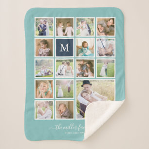 Bewerkbare achtergrond Kleurmonogram Fotocollage Sherpa Deken