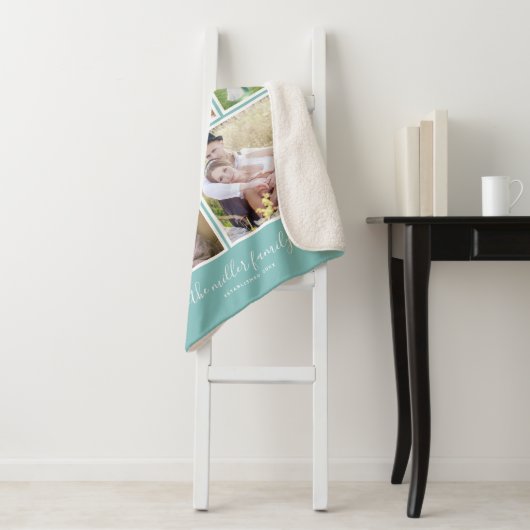 Bewerkbare achtergrond Kleurmonogram Fotocollage Sherpa Deken (In situ)