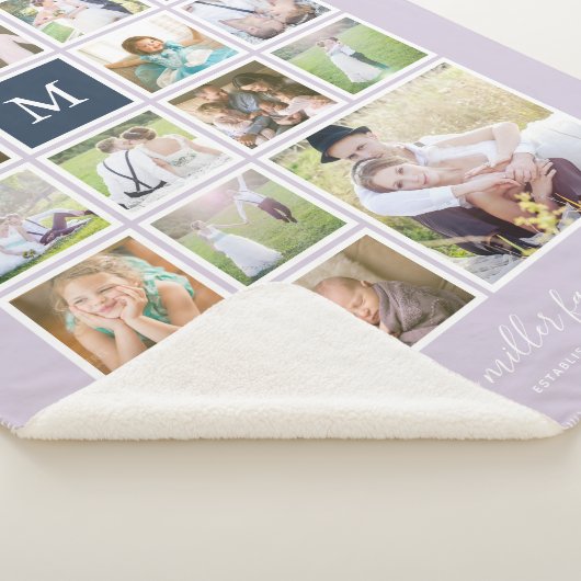 Bewerkbare achtergrond Kleurmonogram Fotocollage Sherpa Deken (3/4)