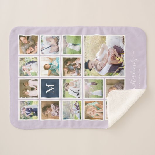 Bewerkbare achtergrond Kleurmonogram Fotocollage Sherpa Deken (Voorkant (horizontaal))
