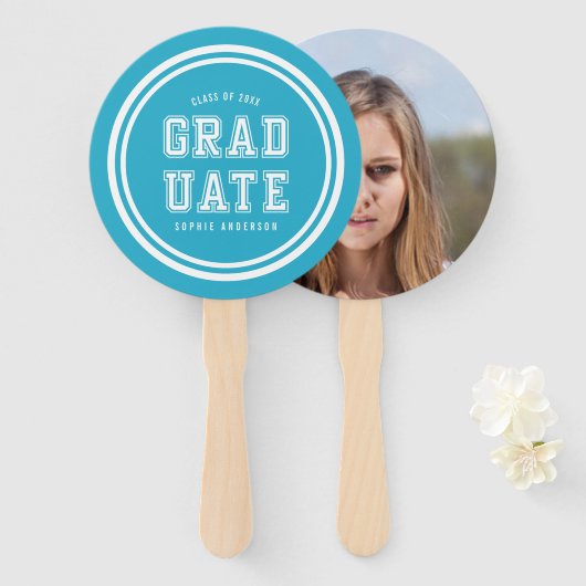 Bewerkbare achtergrond Kleurvariatie Afstuderen Fo Handwaaier (Voorkant en achterkant)