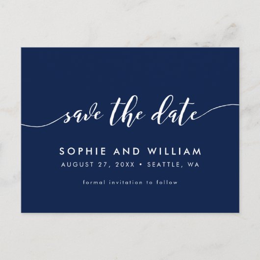 Bewerkbare achtergrond Relax Script Sla de datum o Aankondigingskaart (Voorkant)