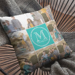 Bewerkbare achtergrondkleur Aangepaste monogram fo Kussen<br><div class="desc">Monogram Fotokussen met ronde witte rand die u 8 van uw eigen foto's kunt toevoegen en kunt personaliseren met uw initiaal en naam. Daarnaast kunt u ook de achtergrondkleur bewerken (klik op de knop Aanpassen) van het middelste gedeelte waar het monogram is ingesteld. Geweldig als cadeau voor familie en vrienden...</div>