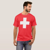 Bewerkbare achtergrondkleur, de vlag van Zwitserla T-shirt (Voorkant volledig)