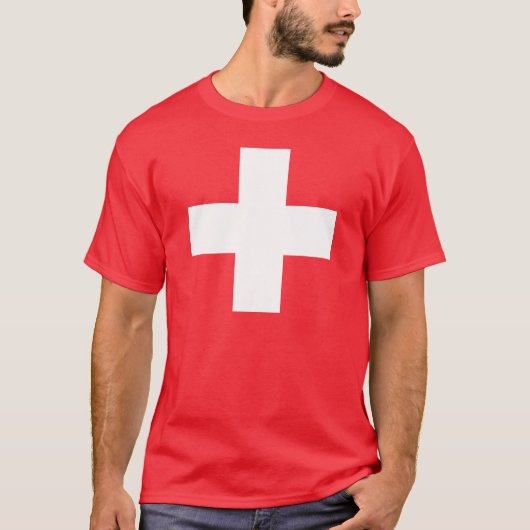 Bewerkbare achtergrondkleur, de vlag van Zwitserla T-shirt (Voorkant)