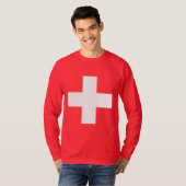 Bewerkbare achtergrondkleur, de vlag van Zwitserla T-shirt (Voorkant volledig)