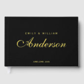 Bewerkbare achtergrondkleur Elegant huwelijksscrip Gastenboek (Voorkant)