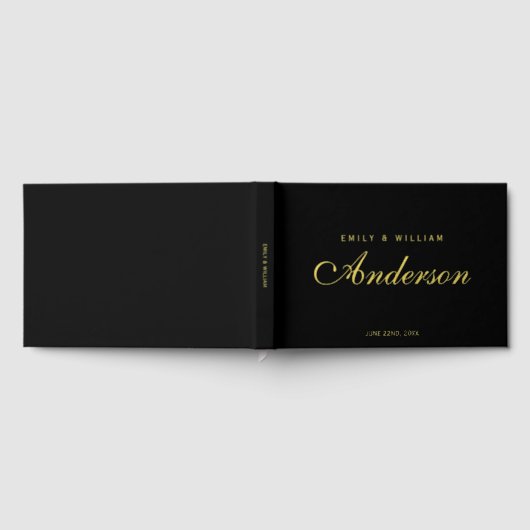 Bewerkbare achtergrondkleur Elegant huwelijksscrip Gastenboek (Volledig)