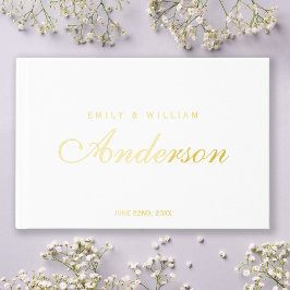 Bewerkbare achtergrondkleur Elegant huwelijksscrip Gastenboek