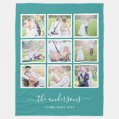 Bewerkbare achtergrondkleur Foto Collage Script Fleece Deken (Voorkant)