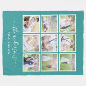 Bewerkbare achtergrondkleur Foto Collage Script Fleece Deken (Voorkant (Horizontaal))