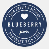 Bewerkbare achtergrondkleur met liefde gemaakt ronde sticker (Voorkant)