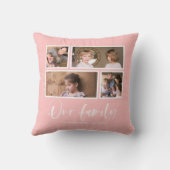 Bewerkbare achtergrondkleur onze familie foto coll kussen (Achterkant)