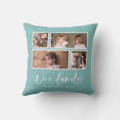 Bewerkbare achtergrondkleur onze familiefotocollag kussen (Achterkant)