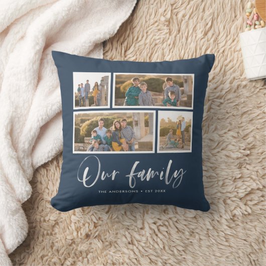 Bewerkbare achtergrondkleur onze gezinsfoto-collag kussen (Deken)