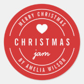 BEWERKBARE Achtergrondkleur Prettig Kerstfeest Jam Ronde Sticker (Voorkant)