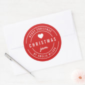 BEWERKBARE Achtergrondkleur Prettig Kerstfeest Jam Ronde Sticker (Envelop)