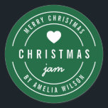 BEWERKBARE Achtergrondkleur Prettig Kerstfeest Jam Ronde Sticker<br><div class="desc">Ronde sticker "Prettig Kerstfeest" in het vet met een hart en een dubbele rand in het wit tegen een achtergrondkleur die bewerkbaar is (klik op "aanpassen" en wijzig de achtergrondkleur). Het is perfect voor het labelen van wat je hebt gemaakt.</div>