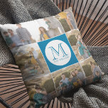 Bewerkbare achtergrondkleur Ronde monogram foto Kussen<br><div class="desc">Monogram Fotokussen waarmee u 8 van uw eigen foto's kunt toevoegen en kunt personaliseren met uw initiaal en naam die zijn ingesteld in de witte ronde afbeelding. Daarnaast kunt u ook de achtergrondkleur (klik op de knop Aanpassen) van het middelste gedeelte bewerken om deze aan te passen aan de lettertypekleur....</div>