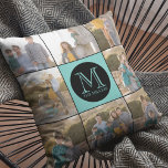Bewerkbare achtergrondkleur Ronde monogram foto Kussen<br><div class="desc">Monogram de kussen van de Foto die u 8 van uw eigen foto's kunt toevoegen en met uw initiaal en naam personaliseren die in zwarte rond grafisch worden geplaatst. Bovendien kunt u de achtergrondkleur (de klik past knoop aan) van de middensectie ook uitgeven om het met de doopvontkleur aan te...</div>