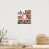 Bewerkbare achtergrondkleur Ronde monogram foto Poster (Keuken)