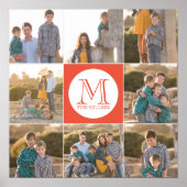 Bewerkbare achtergrondkleur Ronde monogram foto Poster (Voorkant)