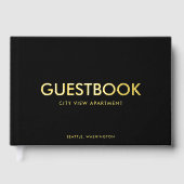 Bewerkbare achtergrondkleur Sans Serif Modern Gastenboek (Voorkant)