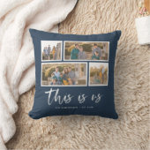 Bewerkbare achtergrondkleur This is Us-foto-collag Kussen (Deken)