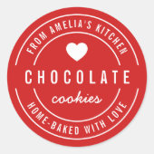 Bewerkbare achtergrondkleur Thuisgebakken met lief Ronde Sticker (Voorkant)