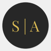 Bewerkbare Achtergrondkleur Trouw Monogram Ronde Sticker (Voorkant)