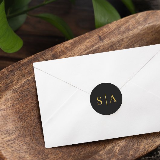 Bewerkbare Achtergrondkleur Trouw Monogram Ronde Sticker