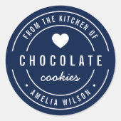 Bewerkbare achtergrondkleur Vanuit de keuken van Ronde Sticker (Voorkant)