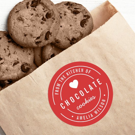 Bewerkbare achtergrondkleur Vanuit de keuken van Ronde Sticker