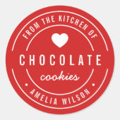 Bewerkbare achtergrondkleur Vanuit de keuken van Ronde Sticker (Voorkant)