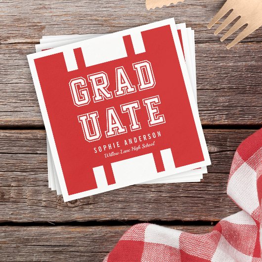 Bewerkbare achtergrondkleur Varsity Graduate Servet