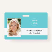 Bewerkbare achtergrondkleur Voeg uw foto-naam van  Badge (Voorkant)